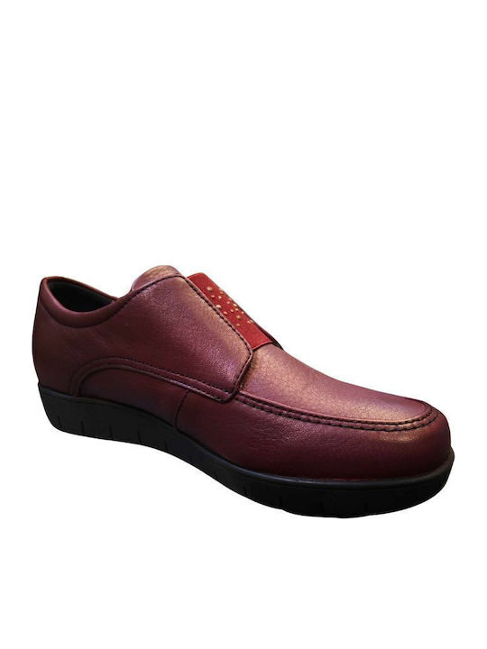 Δερμάτινα Γυναικεία Loafers σε Μπορντό Χρώμα