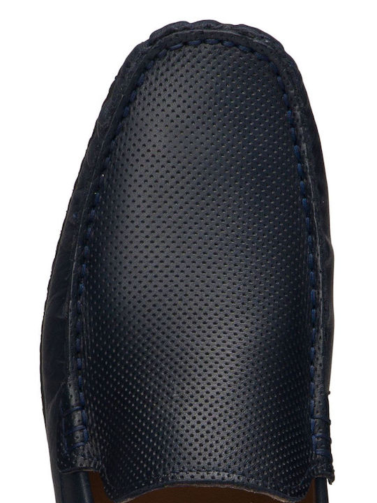 Leder Herren Mokassins Navy Blue
