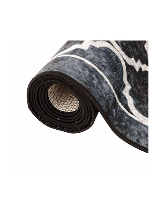 vidaXL Rutschfest Teppich Rechteckig Synthetisch,Polyester/Cotton/Leather Black and White