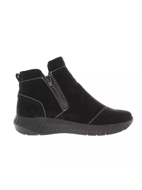 Suave Leder Damen Knöchelstiefel Schwarz