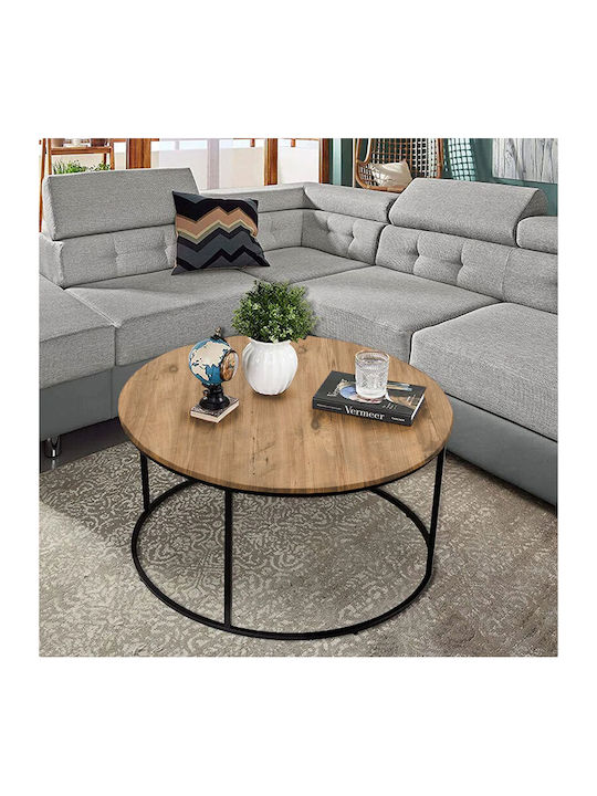 Round Coffee Table Emilian oak-black L60xW60xH42cm