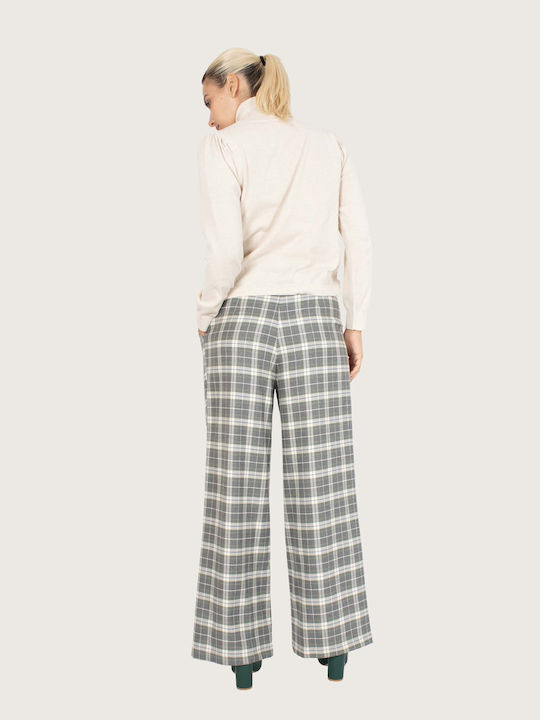 Innocent Women's Fabric Trousers Checked Beige