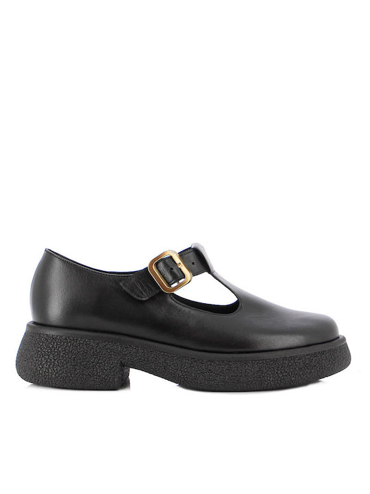 Fratelli Petridi Piele Ballerinas Negru