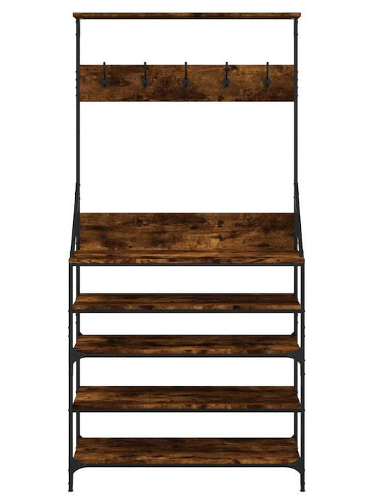 vidaXL Floor Garment Rack made of Metal Brown 90x34x184cm