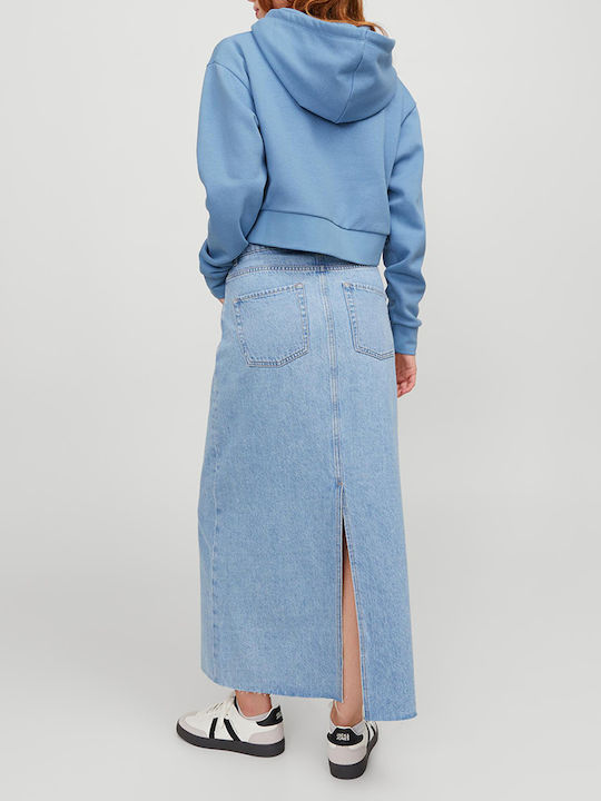 Long Women's Sweatshirt Jacket Hooded Silver Lake Blue