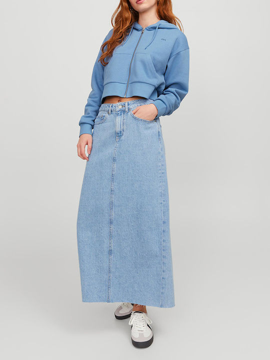 Long Women's Sweatshirt Jacket Hooded Silver Lake Blue