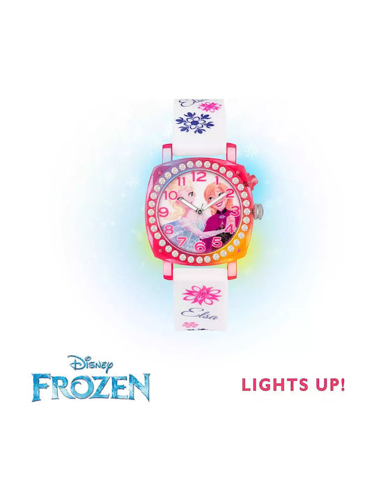 Disney Ceas analogic pentru copii Frozen cu curea din cauciuc/plastic Alb
