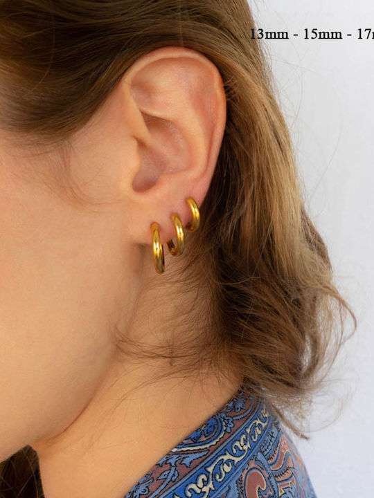 Theodora's Jewellery Men's Earrings Hoops made of Steel Gold Plated