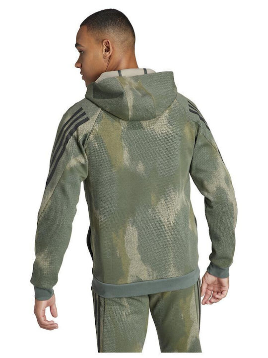 Adidas Future Icons 3-Stripes Men's Sweatshirt Jacket with Hood Green