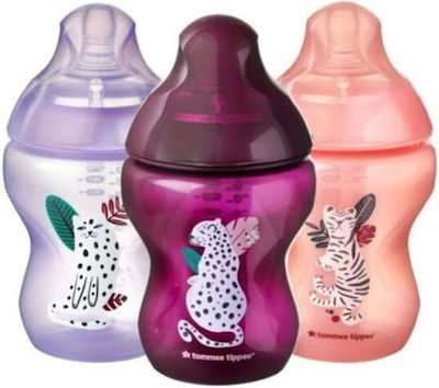 Tommee Tippee Sticlă de Plastic pentru Bebeluși Closer Anti-Colici cu Tetină de Silicon pentru 0+, 0+ m, luni Midnight Jungla 260ml 1buc