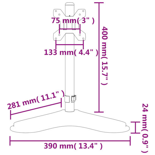 vidaXL Stand Desk Mounted Monitor up to 27" (358006)