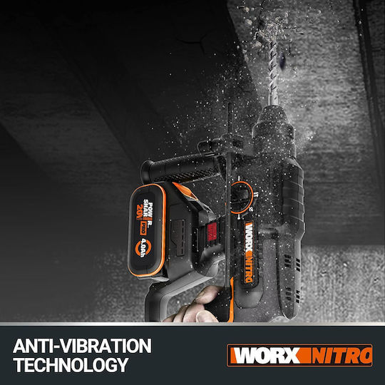 Worx Impact Demolition Hammer Battery 20V 1x4Ah with Chuck SDS Plus WX381