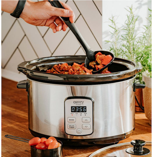 Camry Slow Cooker 270W With Capacity 4.7lt Silver