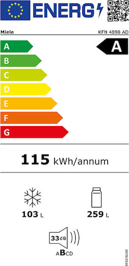 Miele 362лт NoFrost В201xШ55xД66см. Бял KFN 4898 AD