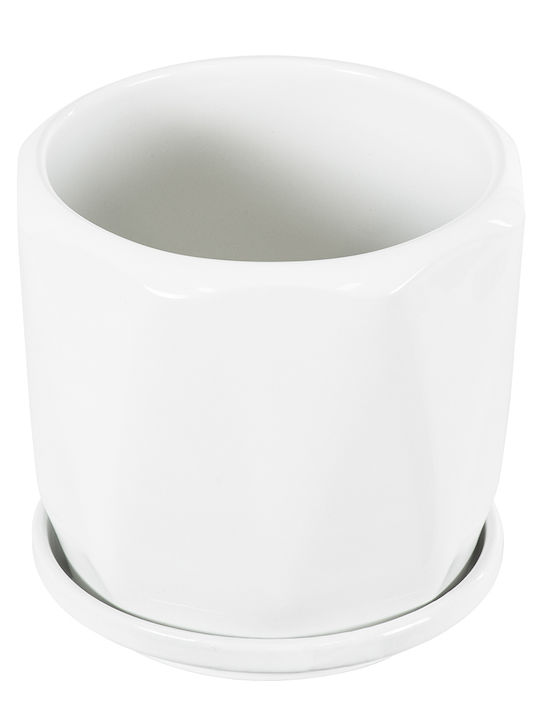 GloboStar Karpathos Planter Ceramic White with Stand 10x10x10cm.