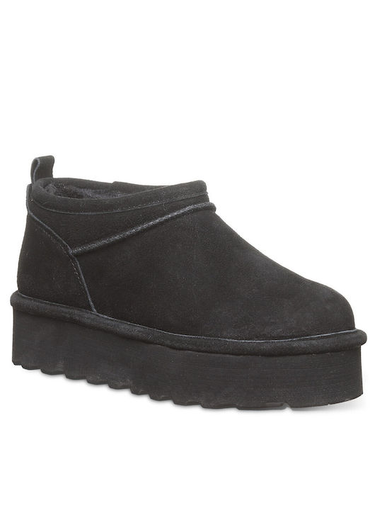 Bearpaw Leather Women's Ankle Boots Platform Black