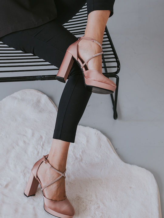 Beatris Pink Heels with Strap