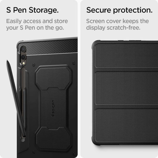 Spigen Rugged Armor Pro Флип Капак Издръжлива Черна (Galaxy Tab S9+ / Galaxy Tab S10+)