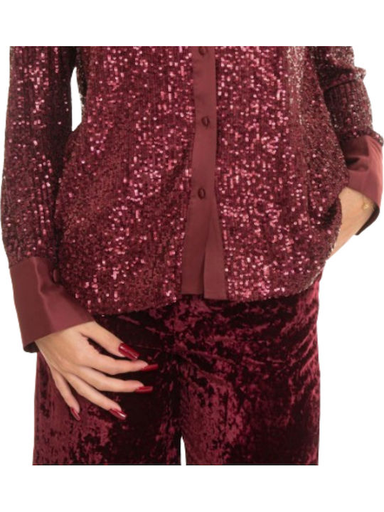 Women's Fabric Trousers Burgundy.
