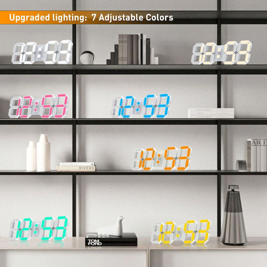 EDUP Масов Часовник Дигитален LED Пластмасов с Будилник Бял 30.006.0002