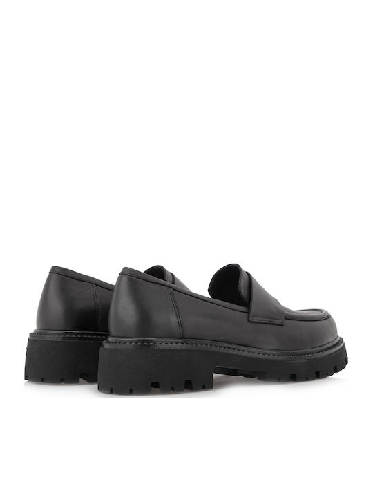 Δερμάτινα Γυναικεία Loafers σε Μαύρο Χρώμα