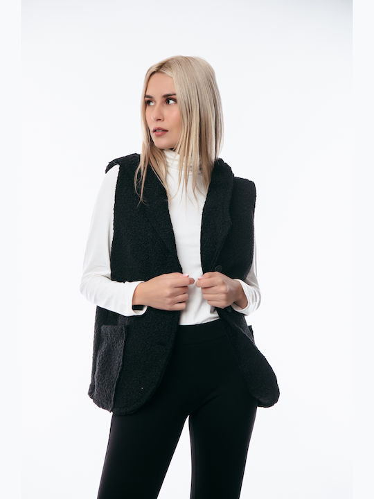 Women's Short Puffer Jacket for Winter with Hood Black