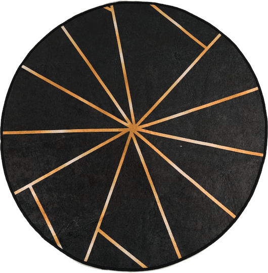 vidaXL 120cm Rutschfester Schwarz und Gold Wohnzimmer Teppich