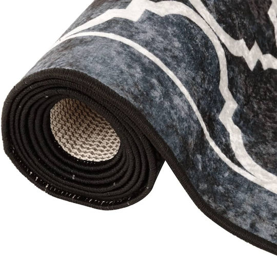vidaXL Rutschfest Teppich Rechteckig Synthetisch,Polyester/Cotton/Leather Black and White