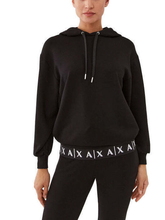 Armani Exchange Women's Long Hooded Sweatshirt Black