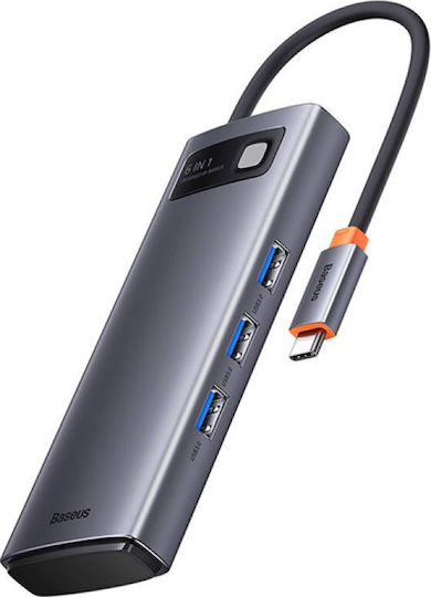 Baseus Hub 6 Θυρών USB 3.0 με σύνδεση USB-C Γκρι