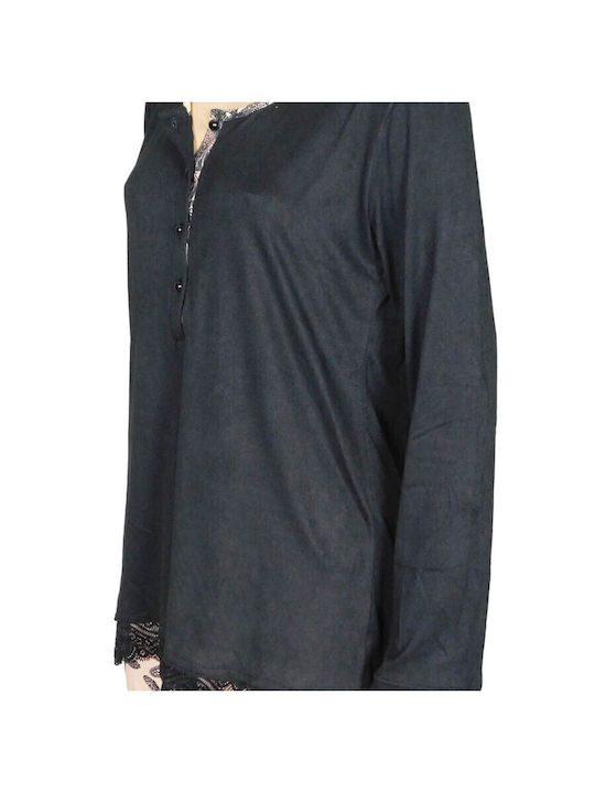 Koyote Winter Damen Pyjama-Oberteil BLACK / ROS