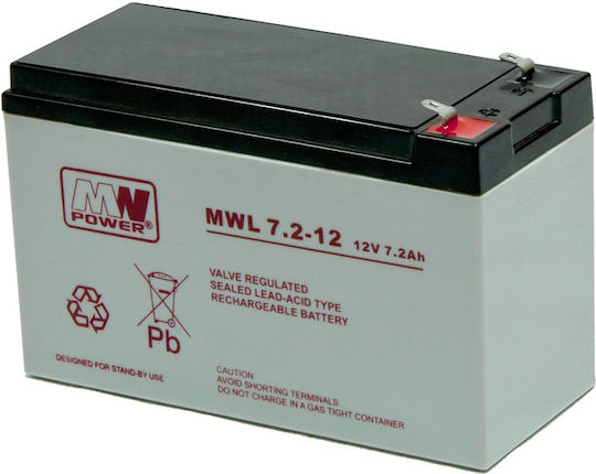 MW Power 7.2-12 Батерия UPS с Капацитет 7.2Ах и Напрежение 12V 1бр