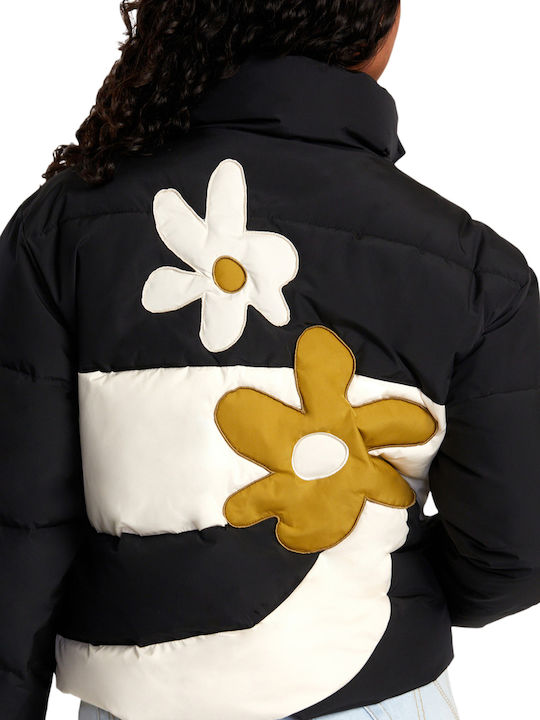 Women's Short Puffer Jacket for Winter Black