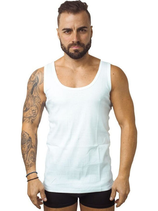 02-1011 Tricou de corp pentru bărbați Fără mâneci Alb