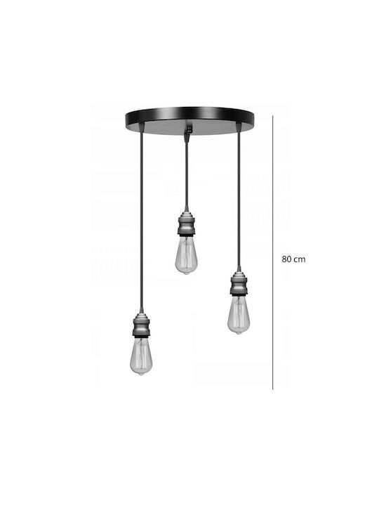 Pakketo Pendant Light Black with Socket E27 30x30x85cm