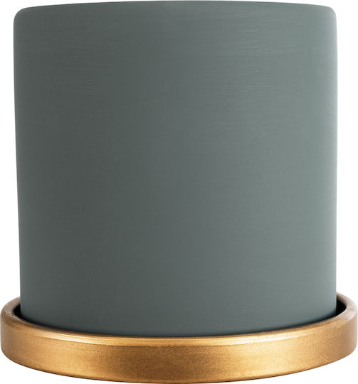GloboStar Übertopf Keramik Gray mit Gestell 15x15x15εκ.
