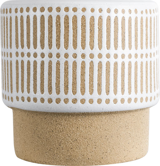 GloboStar Artificial Garden Amaretto Planter Ceramic Beige with Stand 11x11x11cm.