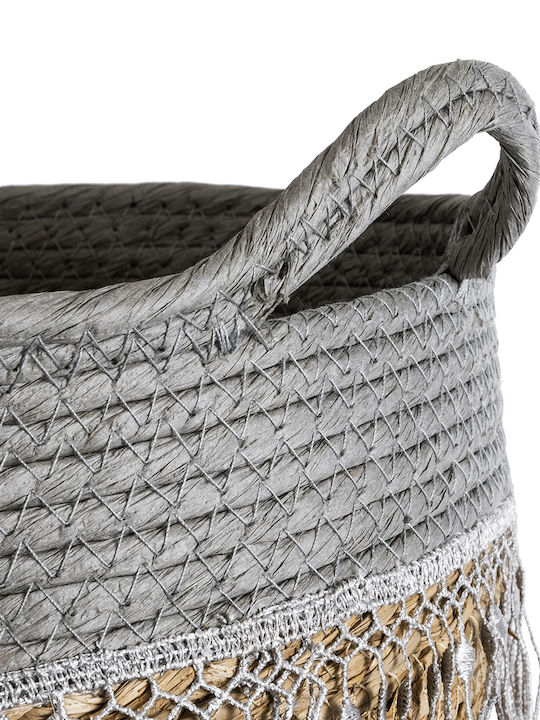 GloboStar Syros Übertopf Rattan Beige mit Gestell 25x25x22εκ.