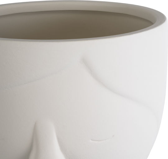 GloboStar Tokyo Ghiveci Ceramică Alb cu suport 16x16x19εκ.