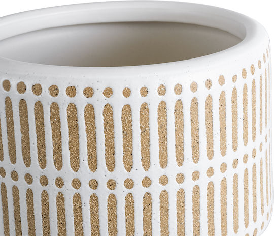 GloboStar Artificial Garden Amaretto Planter Ceramic Beige with Stand 11x11x11cm.