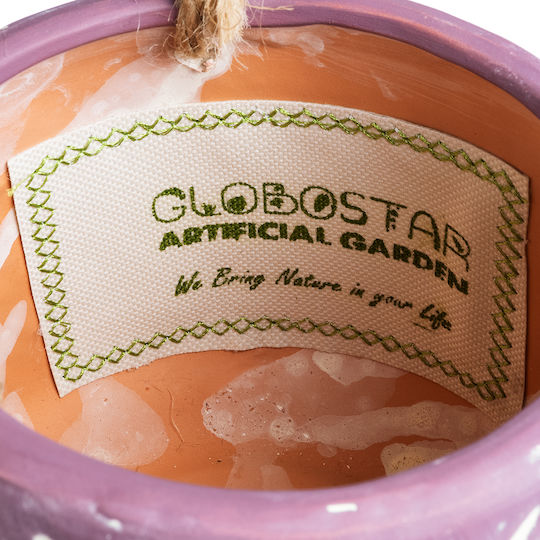 GloboStar Artificial Garden Nigeria Висящи Саксия Керамика Лилав 12x12x11εκ.
