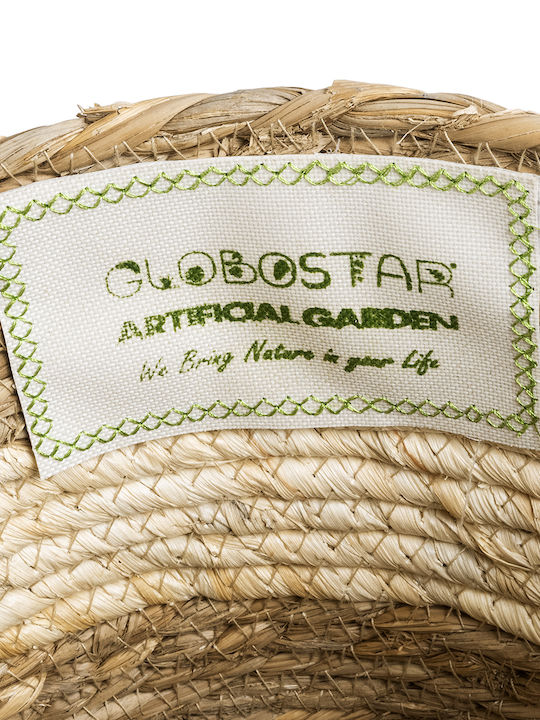 GloboStar Kythira Übertopf Rattan Braun mit Gestell 25x25x18εκ.