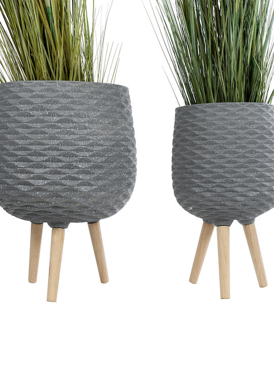GloboStar Artificial Garden Louisiana Planter Polyester Gray with Stand