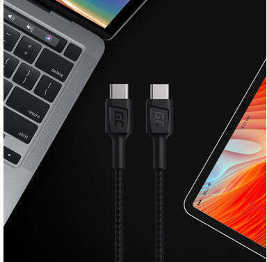 Green Cell PowerStream Braided USB 2.0 Cable USB-C male - USB-C 60W Μαύρο 2m KABGC29