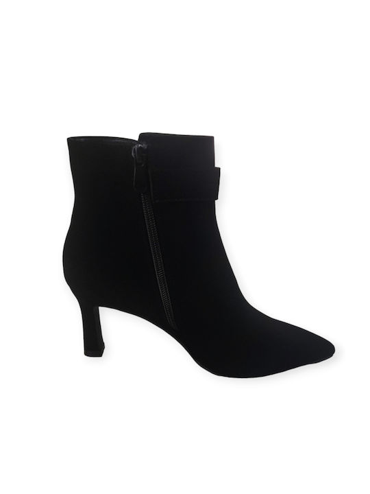 Plato Suede Women's Ankle Boots with Medium Heel Black