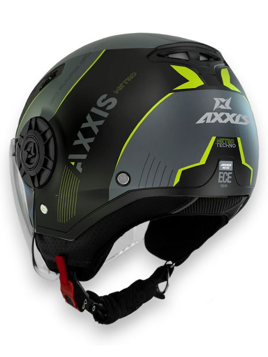 Axxis Metro OF513B B3 Techno Ματ Fluor Yellow Motorradhelm Jet 950gr