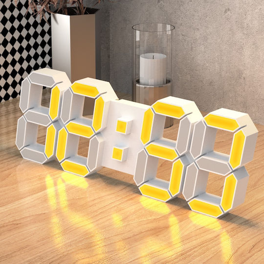 EDUP 3D Wall Clock Digital Plastic White EDUP 3D Wall Clock Digital Plastic White