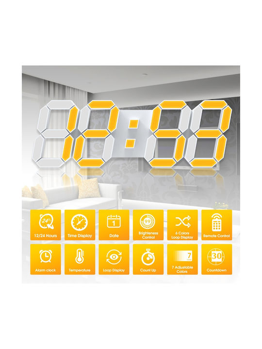 EDUP 3D Wall Clock Digital Plastic White
