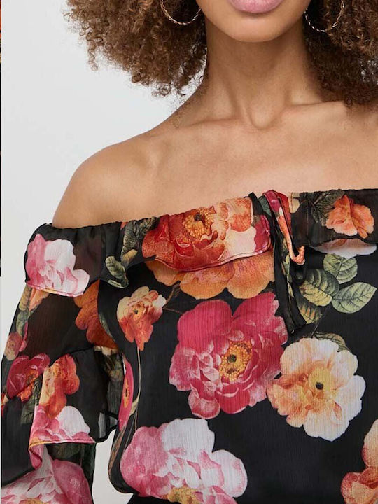 Γυναικεία Μπλούζα Off-Shoulder Μακρυμάνικη peony charm print