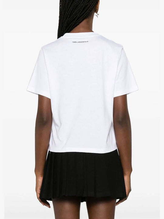 Karl Lagerfeld Rhinestone Logo Women's T-shirt White